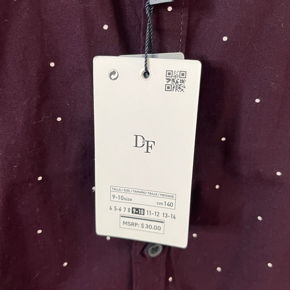 Denim & Flower Purple Polka Dot Short Sleeve Button Up Dresss Shirt New - Picture 2 of 8